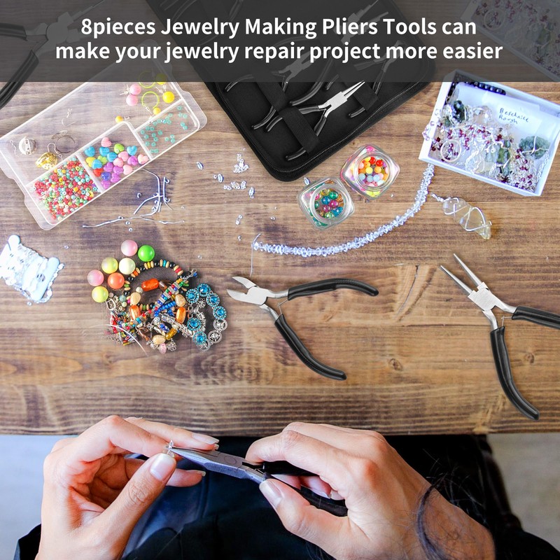 YEUIKERR 8 Pcs Professional Jewelry Making Tools Kit, Micro Jewelry