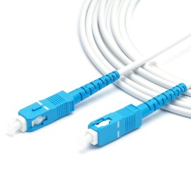 Armored Fiber Optic Cable, High Strength Internal Reinforcement, Strong Bending, Pressure Resistance, OS2, Single Mode, SC Connector, 1 Core Optical, ONU Compatible (1M, White)