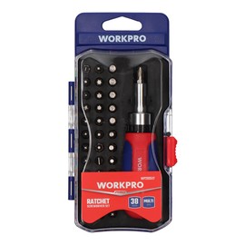 WORKPRO 38 Piece Screwdriver Set with Ratchet Handle 19 x 9.5 x 9.5 cm