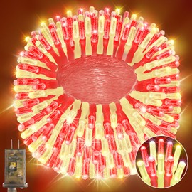 Heceltt 1140 LED 449 FT String Lights Outdoor, 8 Modes Christmas Lights Plug in, IP44 Waterproof Led String Lights with Timer and Memory for Xmas Yard Party Decorations (Red and Warm White)