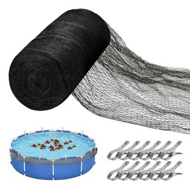 12ft x 12ft Pool Leaf Net Cover, Durable Round Mesh Net with 12 Pcs Metal Clips Professional Grade Above Ground Pool Cover Keeps Leaves Out of Your Pool