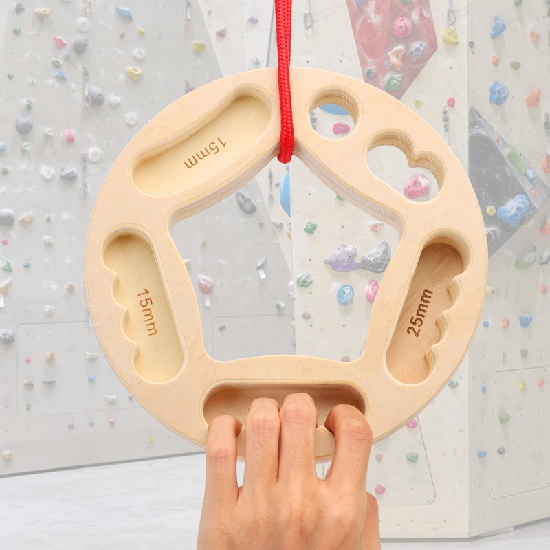ZEMBSOYA 2 x Portable Hangboard Fingerboard Round Pine Wood Climbing