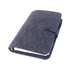 A6/ A5 6-Holes Felt Cover Round Ring View Binder File Folder for Loose Leaf Sheet Protectors/Binder Cover Protector, Black, A5 Combo