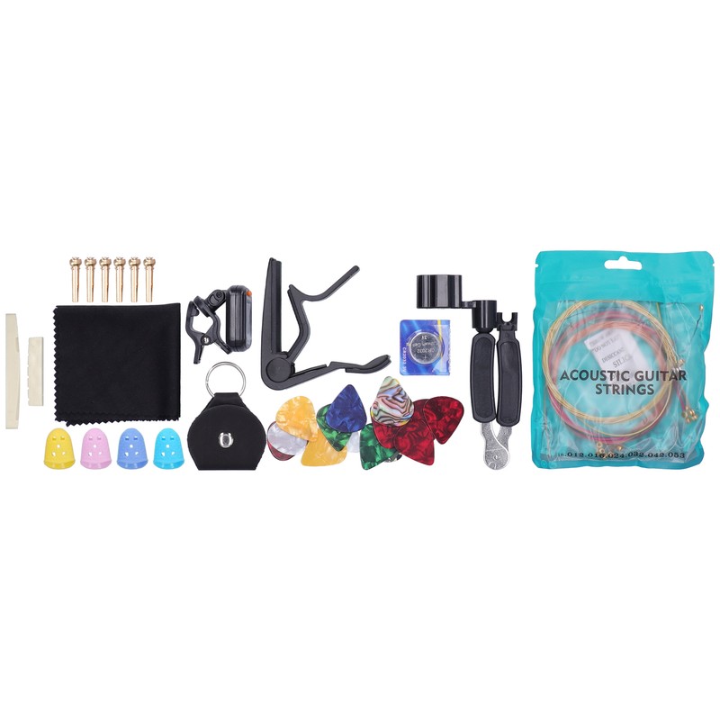 50Pcs Guitar Accessories Kit Strings Picks Capo Finger Cot Tuner