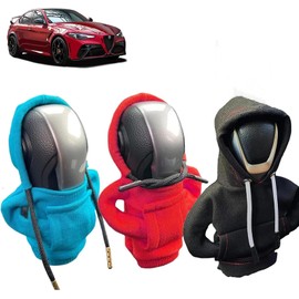 Lonnalee Gear Lever Hoodie, Pack of 3 Gear Knob Cover, Gear Knob Cover, Gear Knob Hoodie Cover, Car Shifter Hoodie for Car, Gear Lever Decoration, Black, Grey