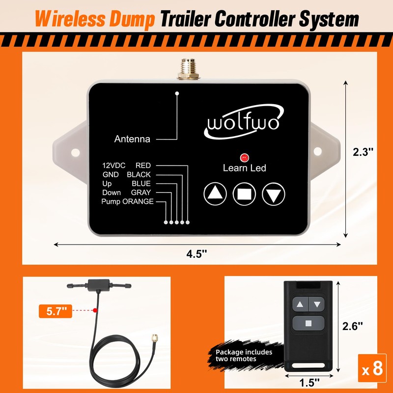 wolfwo Dump Trailer Wireless Remote Controller, for 3-Wire/4-Wire 12V Hydraulic