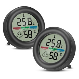Thlevel Hygrometer Thermometer Humidity Meter Digital with Comfort Levels Indicator and Holder Indoor Temperature Room Thermometer for Office Living Room Greenhouse 2 Pieces