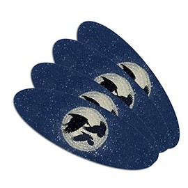 Ravens Flying Through Snow Double-Sided Oval Nail File Emery Board Set 4 Pack