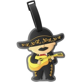 BY MEXICO Identificador de Maleta PVC Tocho Mariachi, Etiqueta para Equipaje con Tarjeta de Datos al Reverso, 12.5 x 7 x 0.5 cm, Accesorio para Maletas, Mochilas y Bolsas de Viaje