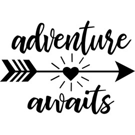 Decal Stickers of Adventure Awaits (Black) (Set of 2) Luxury Weatherproof Vinyl Decal Stickers for Laptop Desktop Smartphone Car Dirt Bike Wall Room Mason Jar Bathtub Door - ANDsticd76156BL