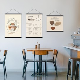 HEART ART Magnetic Poster Hanger Frame,16x20,16x24,16x22 Poster Frame Wood Wooden Magnet Hanging Kit for Walls Map Canvas Artwork (Black,2 Pack)