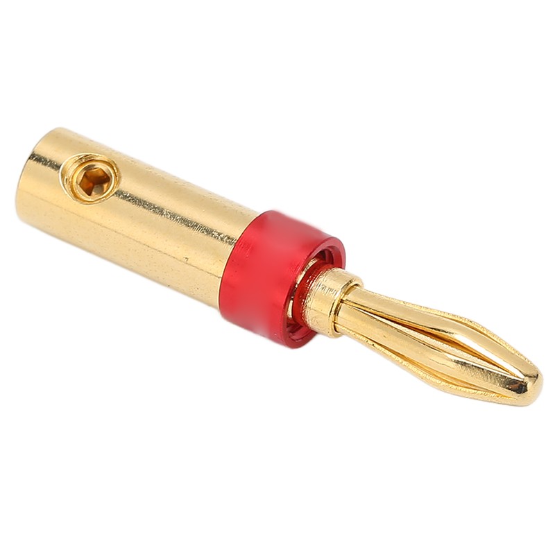 Preffair 4pcs Speaker Banana Plugs 24K Gold Plated Dual Screws