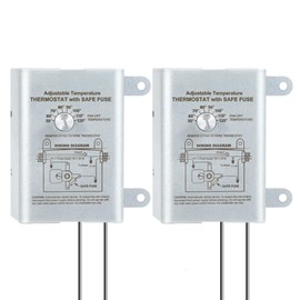 Saillong Attic Fan Thermostat Control, Replacement Thermostat with Adjustable Temperature Dial, Programmable for Exhaust Fan, Greenhouse, Cooling System (2 Pack,Silver)