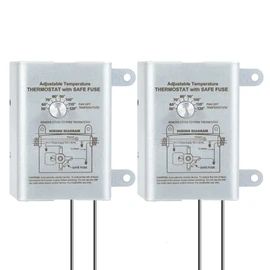 Saillong Attic Fan Thermostat Control, Replacement Thermostat with Adjustable Temperature Dial, Programmable for Exhaust Fan, Greenhouse, Cooling System (2 Pack,Silver)