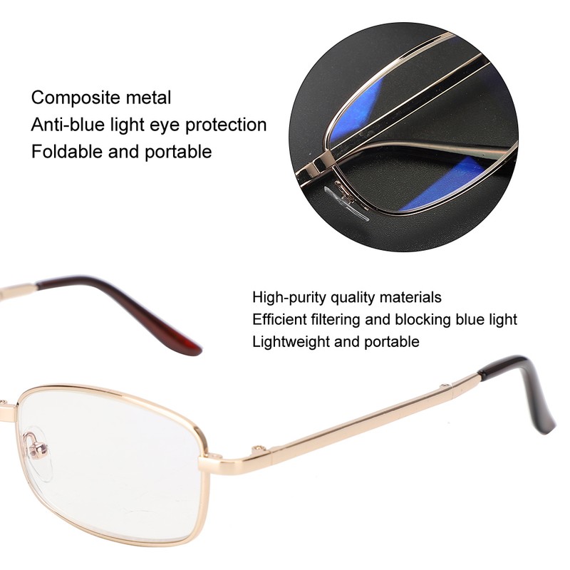 Folding Presbyopic Glasses Blue Light Blocking Anti Fatigue Reading Glasses