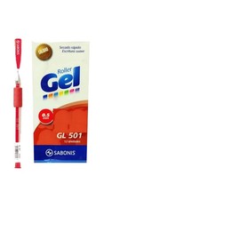 Bolígrafo De Gel Sabonis Gl501 Punta Aguja Grip Goma 12 Piezas (Rojo)