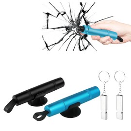 2PCS Safe Hero Life Hammer, Life Hammer, Black and Blue vehicles come equipped with 2 portable emergency tools + 2 whistles