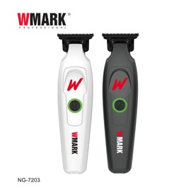 WMARK Professional Hair Sculpting Trimmer - Precision Detailing Clipper for Line Ups, Fades & Beard Designs, High-Speed 7000RPM Motor Titanium Blades, LED Battery Indicator | Model NG-7203 (White)