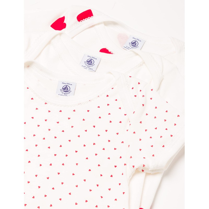 Petit Bateau Baby Girls' Short-Sleeved Bodysuit with Stripes (Pack of