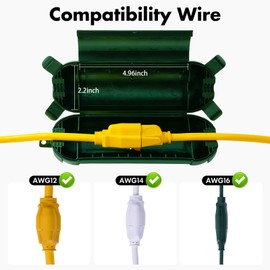 YOJOE 2 Pack Outdoor Extension Cord Cover Waterproof, Green Cord Protector Connector Electrical Safety Box to Protect String Lights Outdoor Plug, Outlet, Christmas Decorations Lights