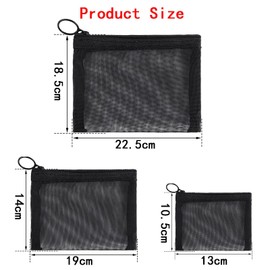 6 Packs Mini Zipper Toiletry Bag, Clear Mesh Zipper Cosmetic Small Purse Black Nylon Waterproof Small Purse Makeup Bag for Women, Portable Office Stationery Pouch.