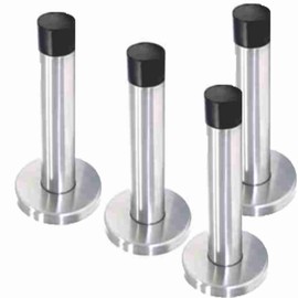 4 PCs Wall Mounted Door Stop | Heavy Duty Door Stopper | Stainless Steel Door Stops with Rubber Buffer | Doorstop for Indoors to Protect Walls