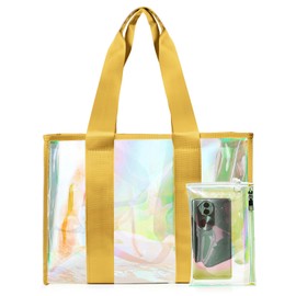 Didida Large Beach Tote Bag For Women 26L With Touch Screen Phone Bag Clear Waterproof Sandproof Beach Shoulder Bag Handbag, Yellow