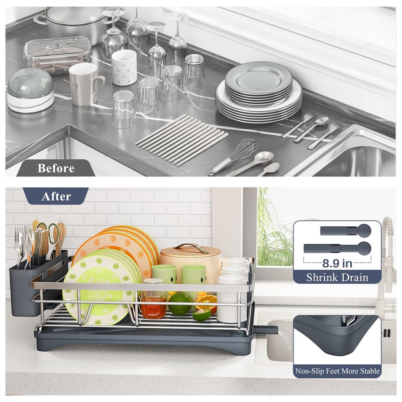SAYZH Dish Drying Rack - Stainless Steel Dish Rack for