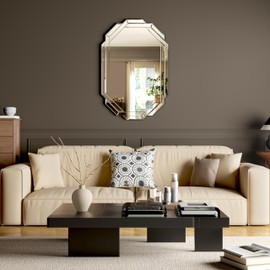 Bathroom Mirror 24”X35” Wall Mirror Decorative, Beveled Edge Frameless Mirror for Wall Octagonal Decorative Mirror Large Accent Mirror for Bathroom, Bedroom, Living Room and Enterway