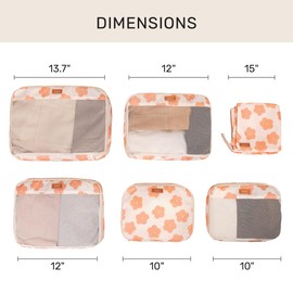 Jadyn Packing Cubes for Travel, 6-Piece Large Packing Cube Organizer Set for Suitcase, Duffel Bag, Luggage, Multiple Sizes Travel Essentials (Daisy)