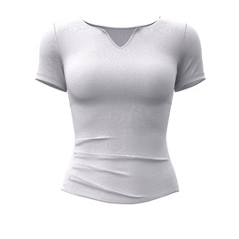 TAISIM Women's Athletic Shirts Workout Short Sleeve Tops for Yoga Running Gym,Fishbelly Grey,Medium
