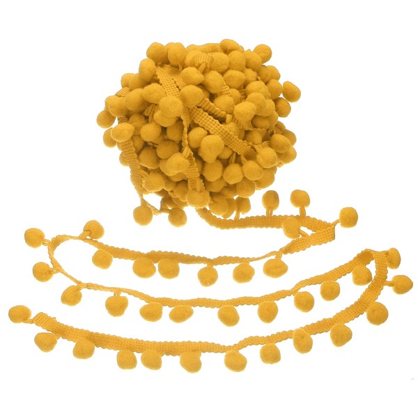 uxcell 9 Yards Pom Pom Trim Ribbon, 1" Wide Yellow