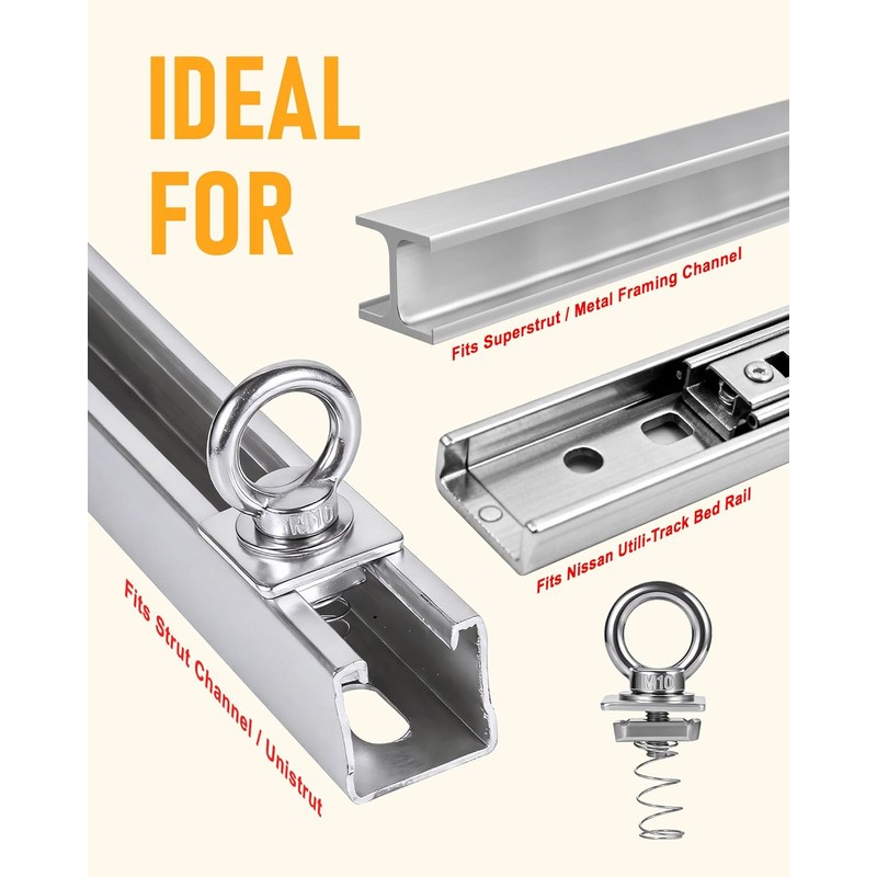 Strut Channel Nut and Eye Bolt Set - Heavy Duty