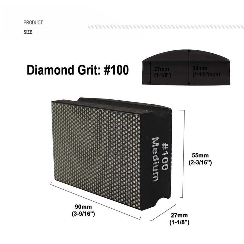 SHDIATOOL Diamond Hand Polishing Pads Foam Back for Granite Marble