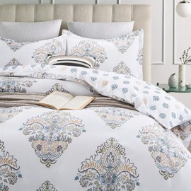 JUCFHY King Size Duvet Cover Set - Hotel Luxury Collection, Ultra-Soft 1000 Thread Count Egyptian Long Staple Cotton, Modern Jacquard Design (1 Duvet Cover + 2 Pillowcases)