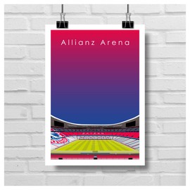 GroundDesigns FC BAYERN MUNCHEN Football Gift ALLIANZ ARENA Stadium Art Unframed A3 Print Munich