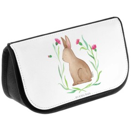 Mr. & Mrs. Panda Sitting Rabbit Cosmetic Bag, White, Hand Drawn