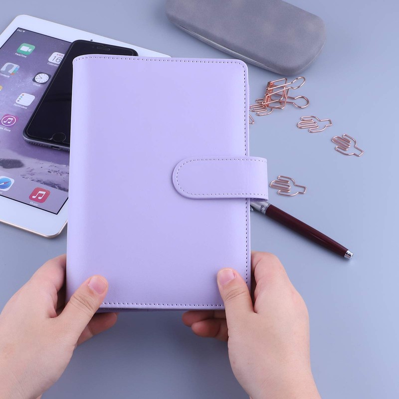 HAUTOCO PU Leather A6 Budget Binder Cover, Refillable 6 Ring