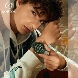 rorios Sports Men's Watches Outdoor Digital Watches with Alarm Timer Military Calendar Wrist Watch for Men Boys, Green, Strap.