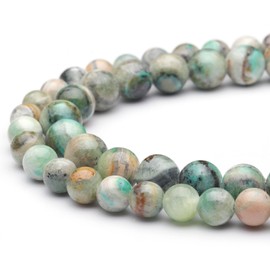 Youngbling - abalorio de piedras preciosas naturales para hacer joyas, abalorio redondas pulidas de piedra verde de 10 mm, abalorio rojas de piedra auténtica para pulsera, collar de 15 pulgadas (piedra de rayas verdes, 10 mm)