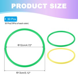 PATIKIL 5" Plastic Ring-Toss Rings for Bottles, 30 Pack Carnival Rings Plastic Hoops for Speed and Agility Practice Outdoor Party Favor, Yellow/Green