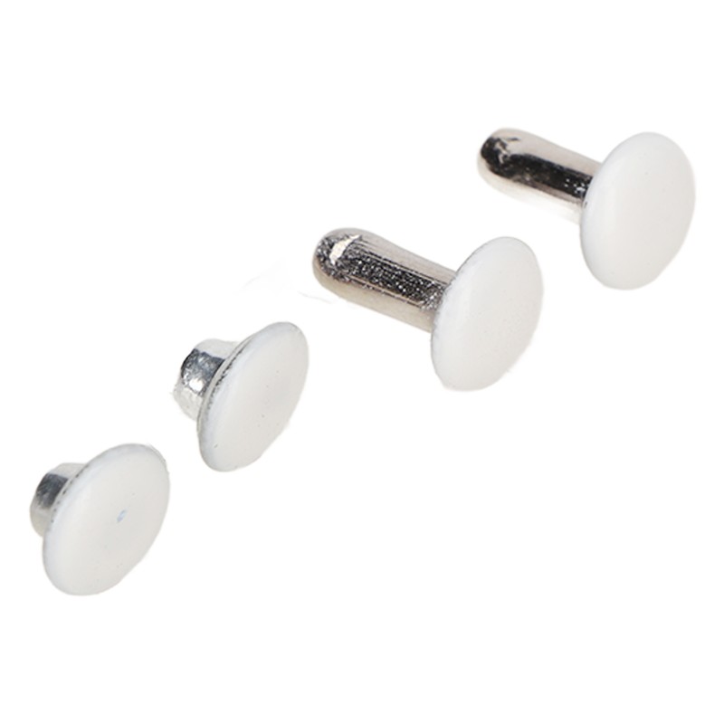 500 Sets Leather Rivets 6x8mm Iron White Round DIY Plating