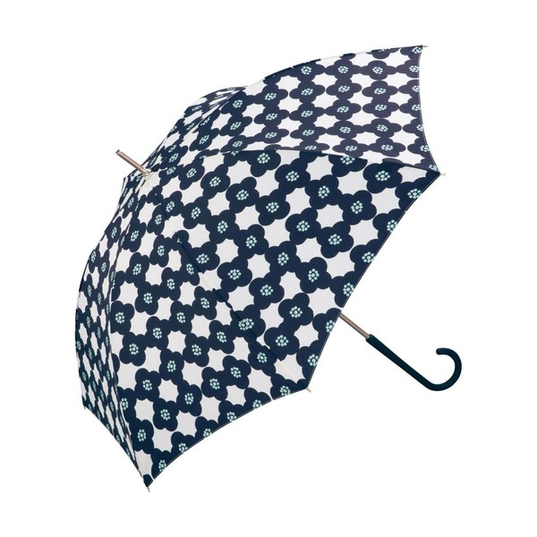 Wpc. 4036-07-001 Women's Rain Umbrella, Camellia, Navy, Long Umbrella, 22.8 inches (58 cm), For Rain or Shine, Large, Floral Print, Scandinavia, Retro Fiberglass, Durable, Commuting to Work or School,
