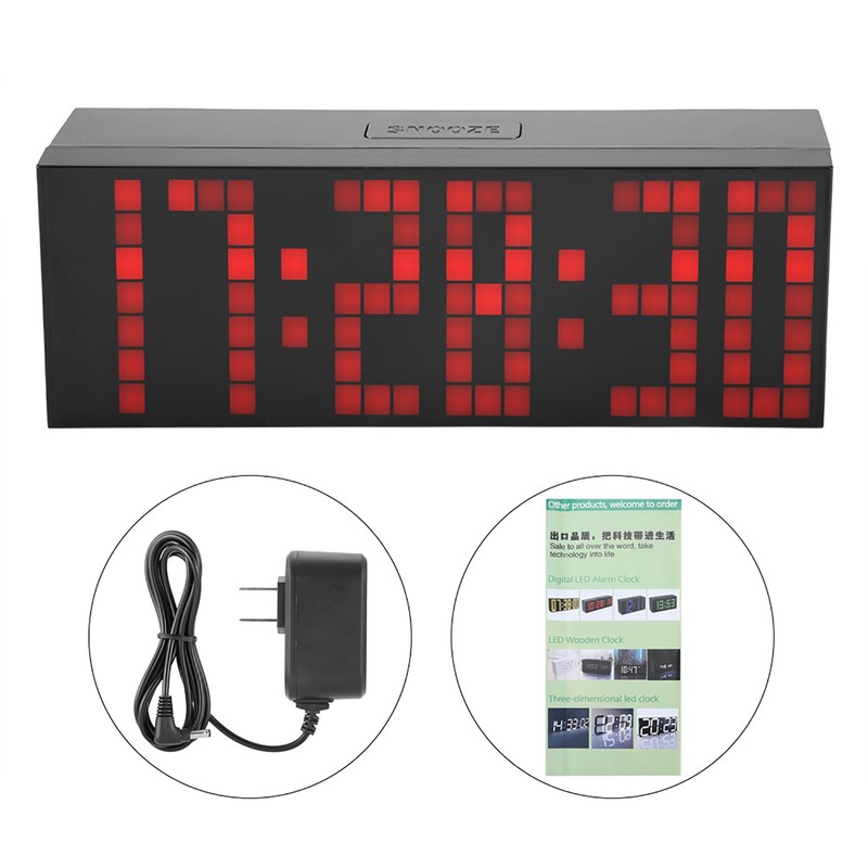 6 Digit Jumbo LED Digital Alarm Calendar Snooze Wall Desk