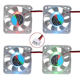 Jopto Mini 3D Printer Fan 5010 Brushless DC 12V Quiet 50x50x10mm RGB LED Light Hydraulic Bearing Fan with 2 Pin Terminal for 3D Printer Extruder Makerbot MK7 MK8