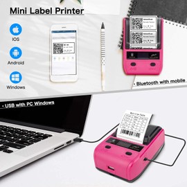NetumScan Portable Label Makers, 58mm Bluetooth Thermal Label Printer for Barcode, Office, Warehouse, Shipping, Clothing, Jewelry Labels Printing (G5-R)