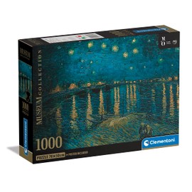 Clementoni - 39789 - Puzzle Colección Museos - Van Gogh, Starry Night Over The Rhone - Puzzle De 1000 Piezas, Puzzle Cuadros De Arte, Desde 14 Años, Made In Italy