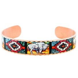Artisan Handcrafted Southwest Native American Flair White Buffalo Bracelets for Women Adjustable Open-ended Buffalo Cuff Buffalo Jewelry