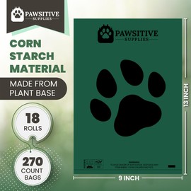 Pawsitive Supplies Eco-Friendly Poop Bags - 270 Bags Made from Cornstarch, Unscented and Perfect for Your Daily Walks