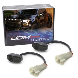 iJDMTOY Smoked Lens White Full LED Front Fender Flare Side Marker Light Kit Compatible With 2017-2020 Ford Raptor, Powered by 12-SMD LED, Replace OEM Sidemarkers